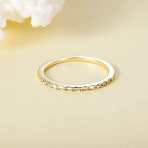 TIGRADE Half Eternity Ring for Her, Baguette Cubic Zirconia Anniversary Ring
